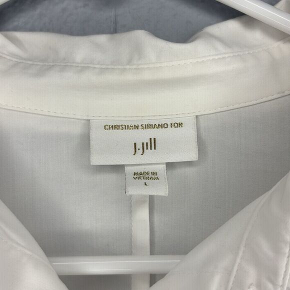 J. Jill White Long Sleeved Full Button Front Collared Tunic Size Large - Picture 3 of 14